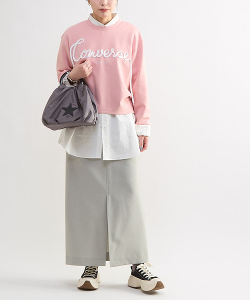 CONVERSE TOKYO（コンバーストウキョウ）の「SPINDLE LOGO TUCK SWEAT（スウェット・レディース・ベージュ/杢グレー/ブラック/ピンク・FREE）」の7枚目の写真