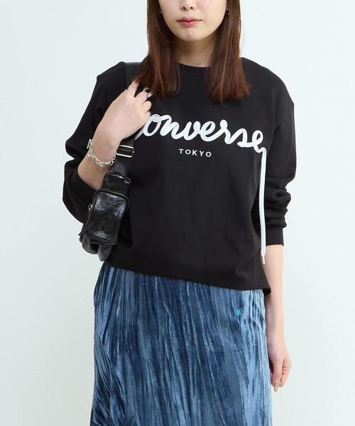CONVERSE TOKYO（コンバーストウキョウ）の「SPINDLE LOGO TUCK SWEAT（スウェット・レディース・ベージュ/杢グレー/ブラック/ピンク・FREE）」の13枚目の写真