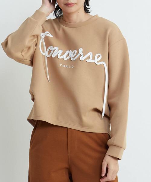 CONVERSE TOKYO（コンバーストウキョウ）の「SPINDLE LOGO TUCK SWEAT（スウェット・レディース・ベージュ/杢グレー/ブラック/ピンク・FREE）」の18枚目の写真