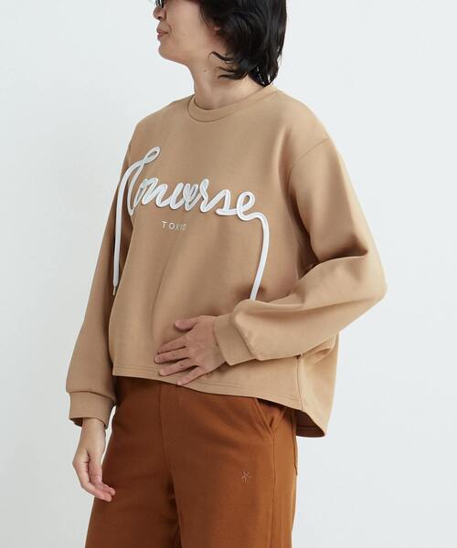 CONVERSE TOKYO（コンバーストウキョウ）の「SPINDLE LOGO TUCK SWEAT（スウェット・レディース・ベージュ/杢グレー/ブラック/ピンク・FREE）」の19枚目の写真