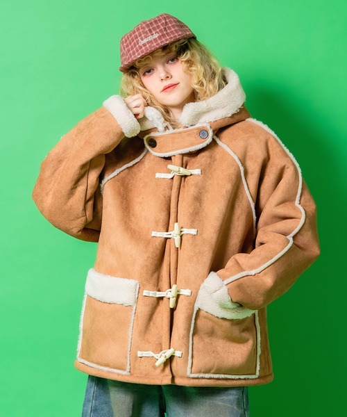 a.p.o.v. ボアボンディングスウェードムートンオーバーサイズダッフル