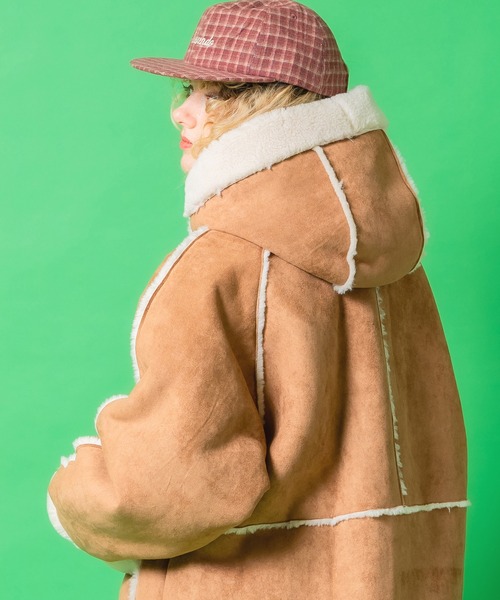 a.p.o.v. ボアボンディングスウェードムートンオーバーサイズダッフル