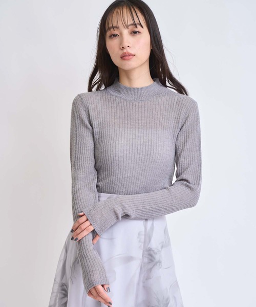 NOELA（ノエラ）の「モヘア混シアーリブニット（ニット/セーター・レディース・ピンク/グレー/オフホワイト/ブラック・フリー）」の3枚目の写真