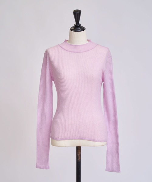 NOELA（ノエラ）の「モヘア混シアーリブニット（ニット/セーター・レディース・ピンク/グレー/オフホワイト/ブラック・フリー）」の4枚目の写真