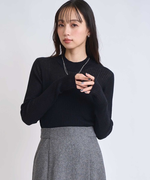 NOELA（ノエラ）の「モヘア混シアーリブニット（ニット/セーター・レディース・ピンク/グレー/オフホワイト/ブラック・フリー）」の5枚目の写真