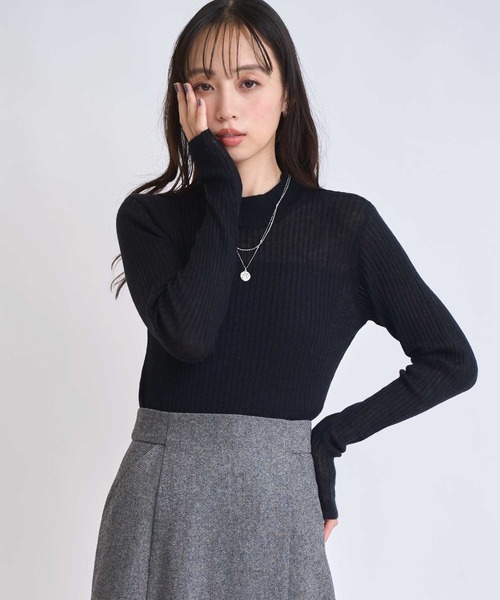 NOELA（ノエラ）の「モヘア混シアーリブニット（ニット/セーター・レディース・ピンク/グレー/オフホワイト/ブラック・フリー）」の6枚目の写真