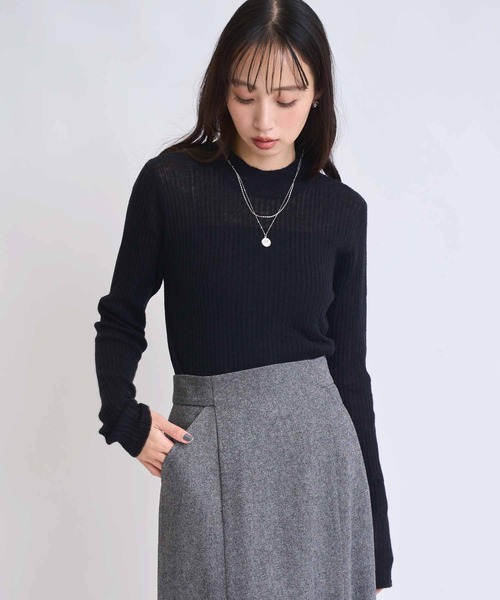 NOELA（ノエラ）の「モヘア混シアーリブニット（ニット/セーター・レディース・ピンク/グレー/オフホワイト/ブラック・フリー）」の8枚目の写真