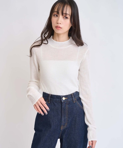 NOELA（ノエラ）の「モヘア混シアーリブニット（ニット/セーター・レディース・ピンク/グレー/オフホワイト/ブラック・フリー）」の14枚目の写真