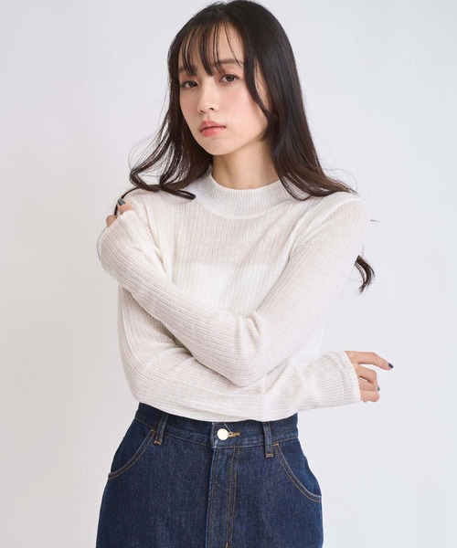 NOELA（ノエラ）の「モヘア混シアーリブニット（ニット/セーター・レディース・ピンク/グレー/オフホワイト/ブラック・フリー）」の16枚目の写真