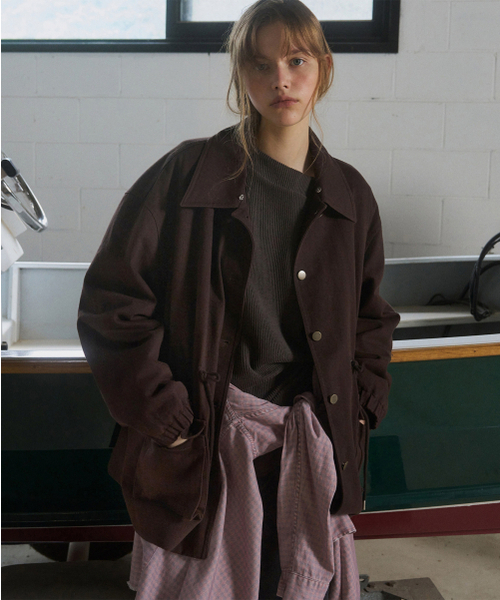 ANDNEEDS(アンドニーズ)の「Vanves washed half jacket (wine)(ミリタリージャケット・レディース・その他・FREE)」の1枚目の写真
