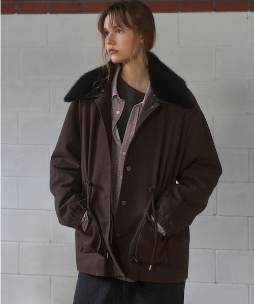 ANDNEEDS(アンドニーズ)の「Vanves washed half jacket (wine)(ミリタリージャケット・レディース・その他・FREE)」の3枚目の写真