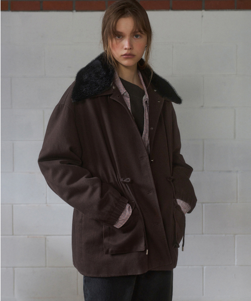 ANDNEEDS(アンドニーズ)の「Vanves washed half jacket (wine)(ミリタリージャケット・レディース・その他・FREE)」の4枚目の写真