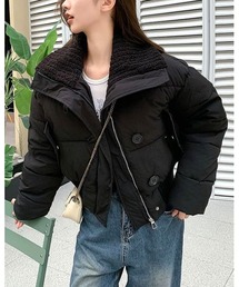 ビッグ衿クロップド丈中綿ブルゾン