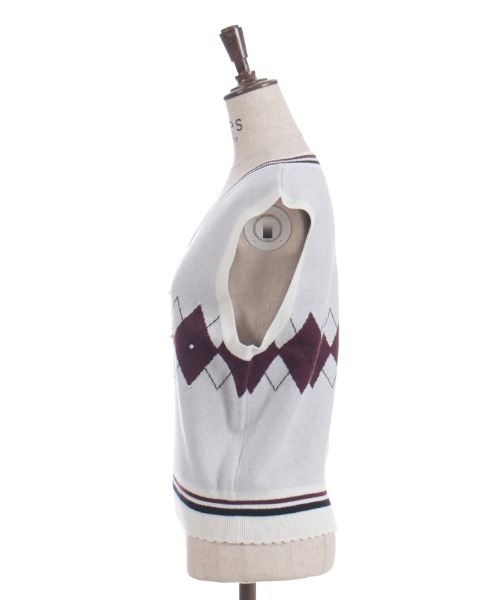 axes femme（アクシーズファム）の「パール付アーガイルベスト（ニット/セーター・レディース・キナリ/ダークブラウン/ブラック・FREE）」の15枚目の写真