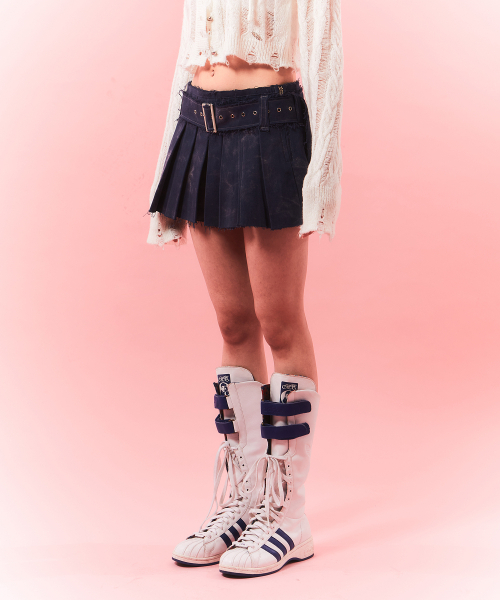 CHERRYQUIRI(チェリーキュリー)の「rough belted pleats sk - deep blue(スカート・レディース・その他・SMALL/MEDIUM)」の1枚目の写真