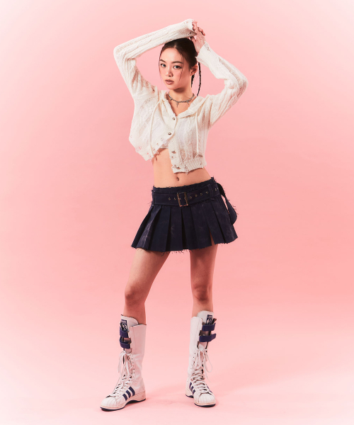 CHERRYQUIRI(チェリーキュリー)の「rough belted pleats sk - deep blue(スカート・レディース・その他・SMALL/MEDIUM)」の2枚目の写真