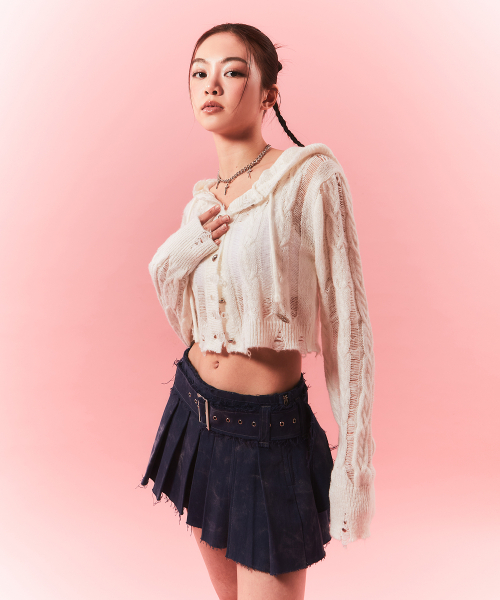 CHERRYQUIRI(チェリーキュリー)の「rough belted pleats sk - deep blue(スカート・レディース・その他・SMALL/MEDIUM)」の3枚目の写真