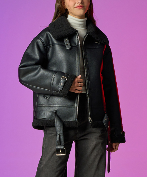 KOLEAT（コレット）の「(男女共用) B3 ベルト脱着ムートンジャケット [All_Black]（ムートンコート・メンズ・その他・LARGE/X-LARGE）」の3枚目の写真