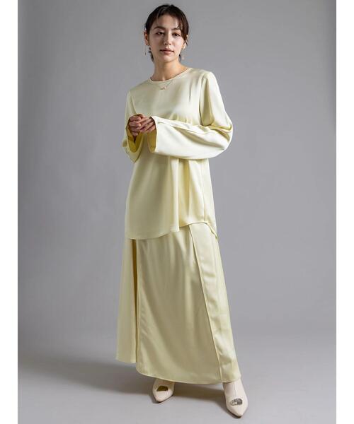 Te chichi（テチチ）の「【Atelier Bonheur】サテンバックボタンブラウス(セットアップ可)《2025winter catalog item》（シャツ/ブラウス・レディース・イエロー・F）」の2枚目の写真