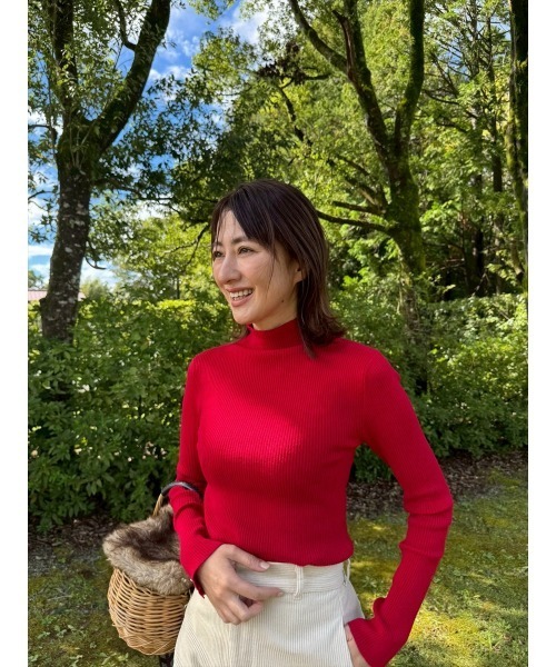 Day and Grade（デイアンドグレイド）の「【前田ゆかセレクト】シルバー釦ハイネックニット（ニット/セーター・レディース・レッド・FREE）」の5枚目の写真