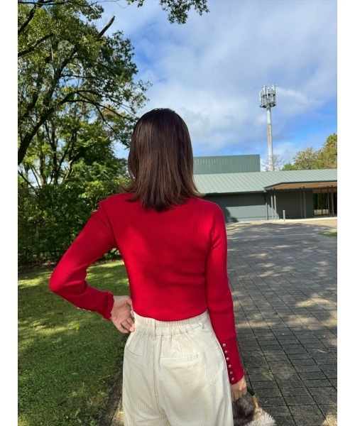 Day and Grade（デイアンドグレイド）の「【前田ゆかセレクト】シルバー釦ハイネックニット（ニット/セーター・レディース・レッド・FREE）」の10枚目の写真