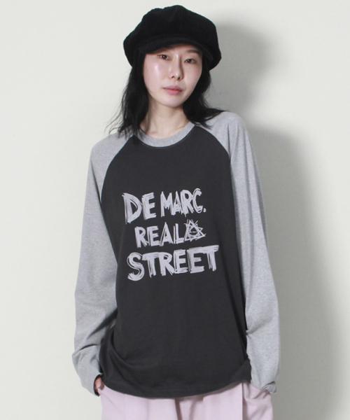 DEMARC(ドゥマーク)の「リアルストリートカラーミックスラグラン長袖Tシャツグレー&チャコール(Tシャツ/カットソー・レディース・その他・MEDIUM/LARGE)」の3枚目の写真