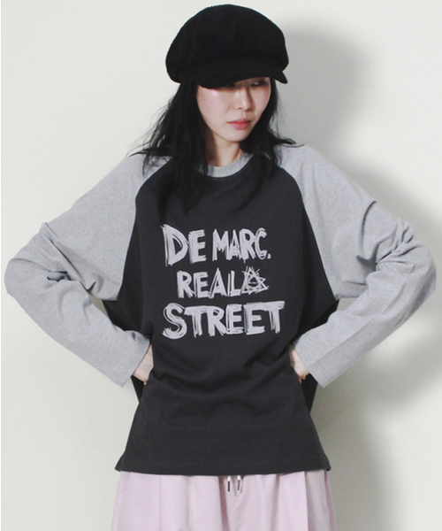 DEMARC(ドゥマーク)の「リアルストリートカラーミックスラグラン長袖Tシャツグレー&チャコール(Tシャツ/カットソー・レディース・その他・MEDIUM/LARGE)」の4枚目の写真