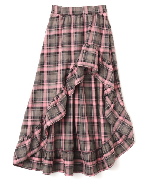 atmos pink（アトモスピンク）の「atmos pink Asymmetry Check Skirt / アトモス ピンク アシンメトリー チェック スカート（スカート・レディース・ブラック/ピンク・FREE）」の2枚目の写真