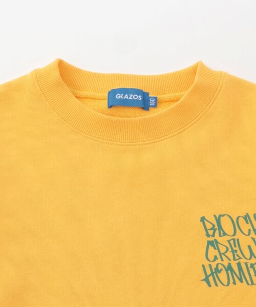 GLAZOS(グラソス)の「グラフィティ バックプリントロゴ 裏毛トレーナー(スウェット・キッズ・イエロー/ネイビー/ライトブルー・150cm/160cm/170cm)」の7枚目の写真