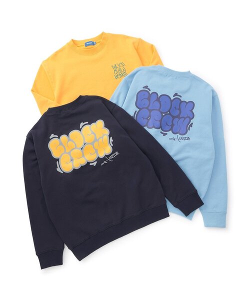 GLAZOS(グラソス)の「グラフィティ バックプリントロゴ 裏毛トレーナー(スウェット・キッズ・イエロー/ネイビー/ライトブルー・150cm/160cm/170cm)」の13枚目の写真
