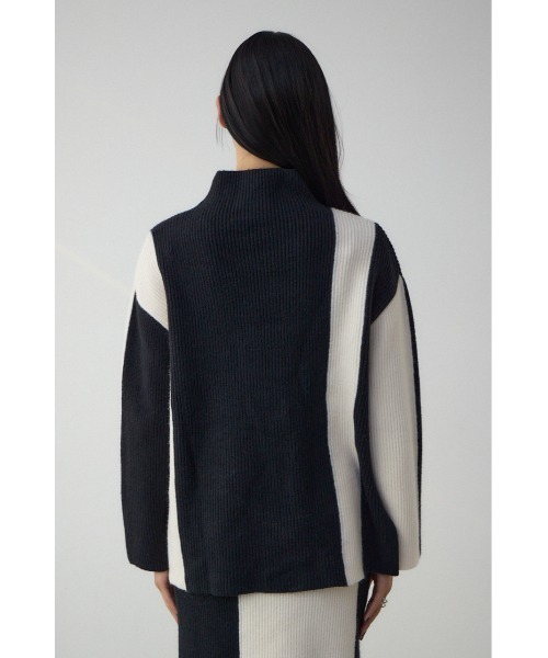 AZUL by moussy(アズールバイマウジー)の「バイカラーハイネックニットトップス(ニット/セーター・レディース・ブラック/モカ/グレー・FREE)」の10枚目の写真