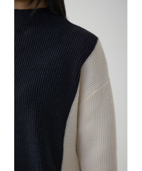 AZUL by moussy(アズールバイマウジー)の「バイカラーハイネックニットトップス(ニット/セーター・レディース・ブラック/モカ/グレー・FREE)」の12枚目の写真