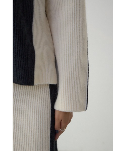 AZUL by moussy(アズールバイマウジー)の「バイカラーハイネックニットトップス(ニット/セーター・レディース・ブラック/モカ/グレー・FREE)」の13枚目の写真