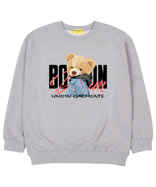 Union Garments(ユニオンガーメンツ)の「ベアフード 裏毛 オーバーサイズ スウェットTシャツ グレー(スウェット・レディース・その他・MEDIUM/LARGE/X-LARGE/XX-LARGE)」の1枚目の写真