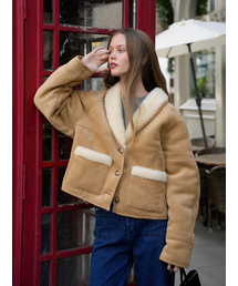 LANGNLU（ラングアンドルー）の「MARGARET Shawl Collar Mustang(Margaret)_BEIGE（ムートンコート）」