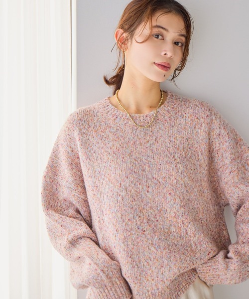 studio CLIP（スタディオクリップ）の「3ゲージカラーMIXネッププルオーバー（ニット/セーター・レディース・グレー/レッド/グリーン/チャコール・FREE）」の4枚目の写真