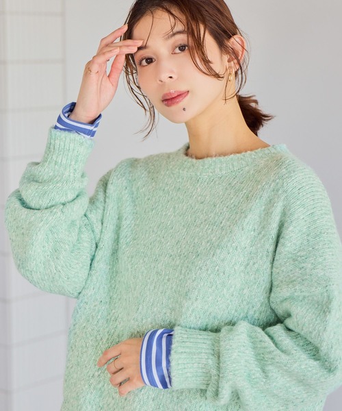 studio CLIP（スタディオクリップ）の「3ゲージカラーMIXネッププルオーバー（ニット/セーター・レディース・グレー/レッド/グリーン/チャコール・FREE）」の3枚目の写真