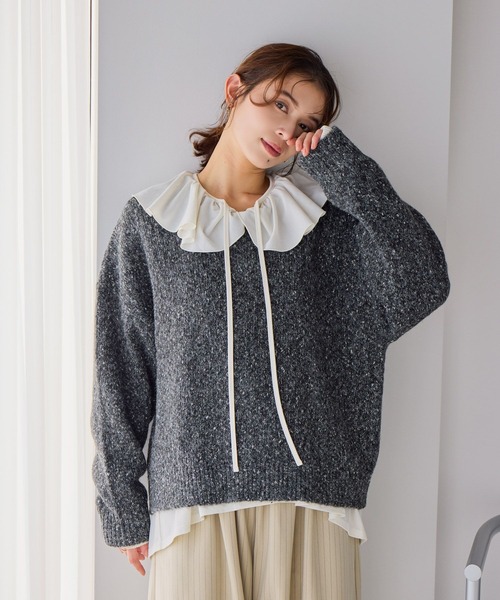 studio CLIP（スタディオクリップ）の「3ゲージカラーMIXネッププルオーバー（ニット/セーター・レディース・グレー/レッド/グリーン/チャコール・FREE）」の2枚目の写真