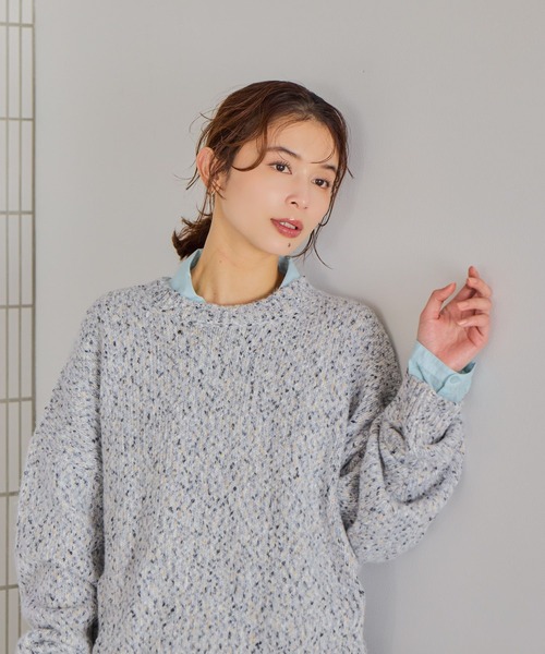 studio CLIP（スタディオクリップ）の「3ゲージカラーMIXネッププルオーバー（ニット/セーター・レディース・グレー/レッド/グリーン/チャコール・FREE）」の6枚目の写真