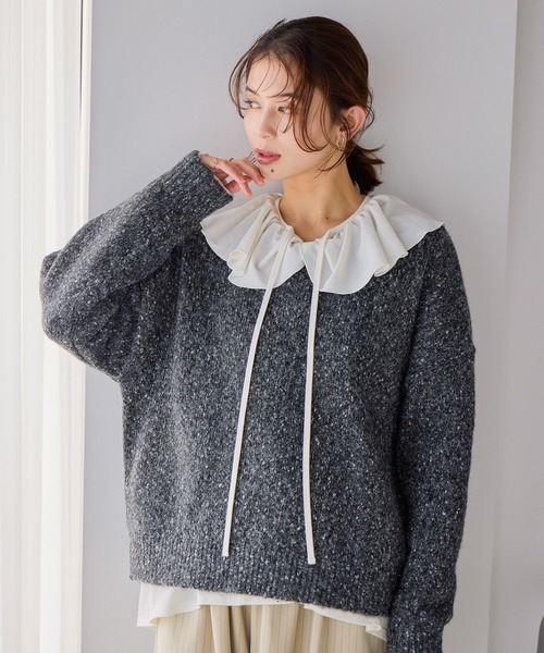 studio CLIP（スタディオクリップ）の「3ゲージカラーMIXネッププルオーバー（ニット/セーター・レディース・グレー/レッド/グリーン/チャコール・FREE）」の16枚目の写真