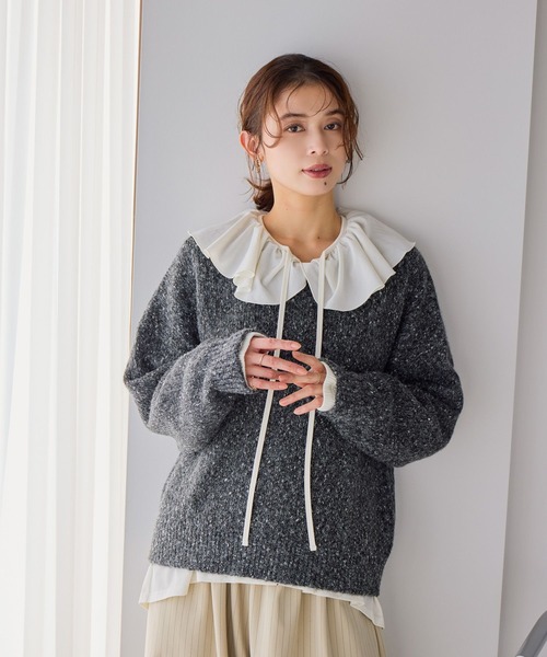 studio CLIP（スタディオクリップ）の「3ゲージカラーMIXネッププルオーバー（ニット/セーター・レディース・グレー/レッド/グリーン/チャコール・FREE）」の17枚目の写真