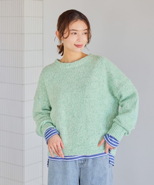 セール】3ゲージカラーMIXネッププルオーバー（ニット/セーター