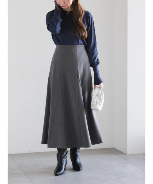 Te chichi（テチチ）の「【宮本茉由着用】ボンディングフレアスカート（スカート・レディース・チャコールグレー/オフホワイト/ネイビー・F）」の16枚目の写真