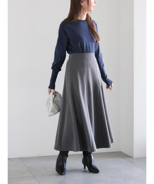 Te chichi（テチチ）の「【宮本茉由着用】ボンディングフレアスカート（スカート・レディース・チャコールグレー/オフホワイト/ネイビー・F）」の17枚目の写真