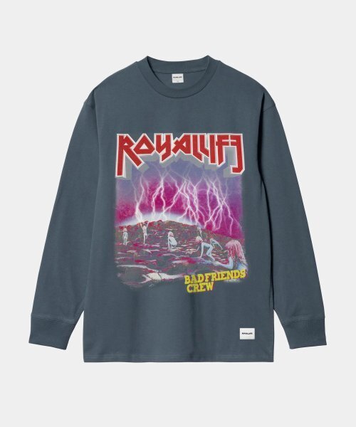 ROYALLIFE(ロイヤルライフ)の「RLLR3006 バッドフレンズ メタル クルー ロングスリーブ - シメント(Tシャツ/カットソー・メンズ・グレー・LARGE/MEDIUM/X-LARGE)」の1枚目の写真