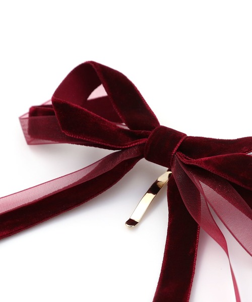colleca la(コレカラ)の「レイヤードベロアリボンヘアカフ/ヘアフック(バレッタ/ヘアクリップ・レディース・ブラック/ボルドー・FREE)」の8枚目の写真