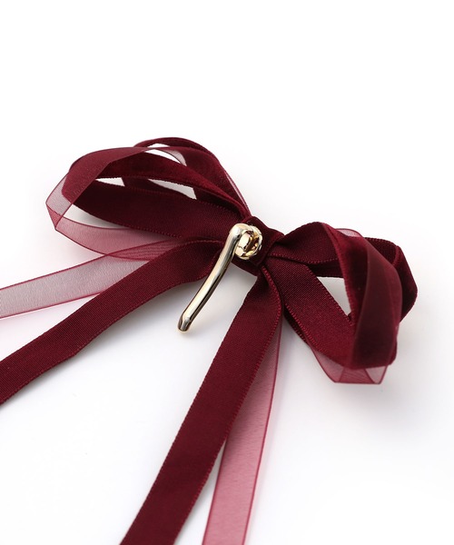 colleca la(コレカラ)の「レイヤードベロアリボンヘアカフ/ヘアフック(バレッタ/ヘアクリップ・レディース・ブラック/ボルドー・FREE)」の9枚目の写真