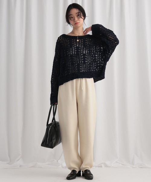 mysty woman（ミスティウーマン）の「ループヤーン透かしニット 643369（ニット/セーター・レディース・ピンク/ネイビー/グレー/アイボリー・FREE）」の14枚目の写真