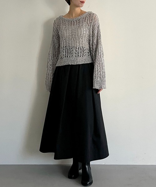 mysty woman（ミスティウーマン）の「ループヤーン透かしニット 643369（ニット/セーター・レディース・ピンク/ネイビー/グレー/アイボリー・FREE）」の16枚目の写真