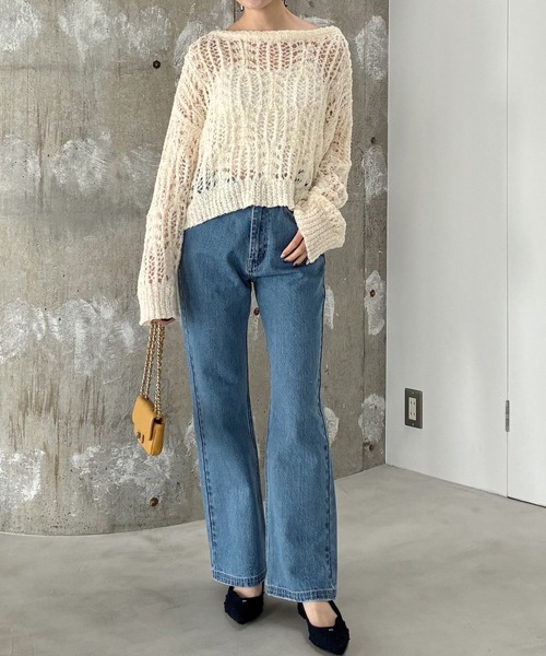 mysty woman（ミスティウーマン）の「ループヤーン透かしニット 643369（ニット/セーター・レディース・ピンク/ネイビー/グレー/アイボリー・FREE）」の18枚目の写真